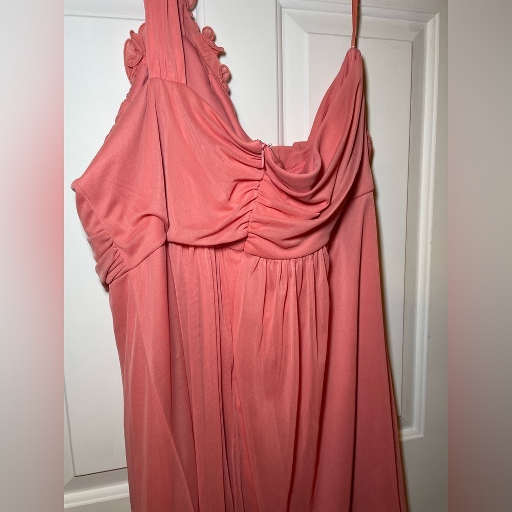 Cinderella Design 3X Mini Dress Coral Pink One Shoulder Prom Formal Party Ruche - Picture 6 of 9